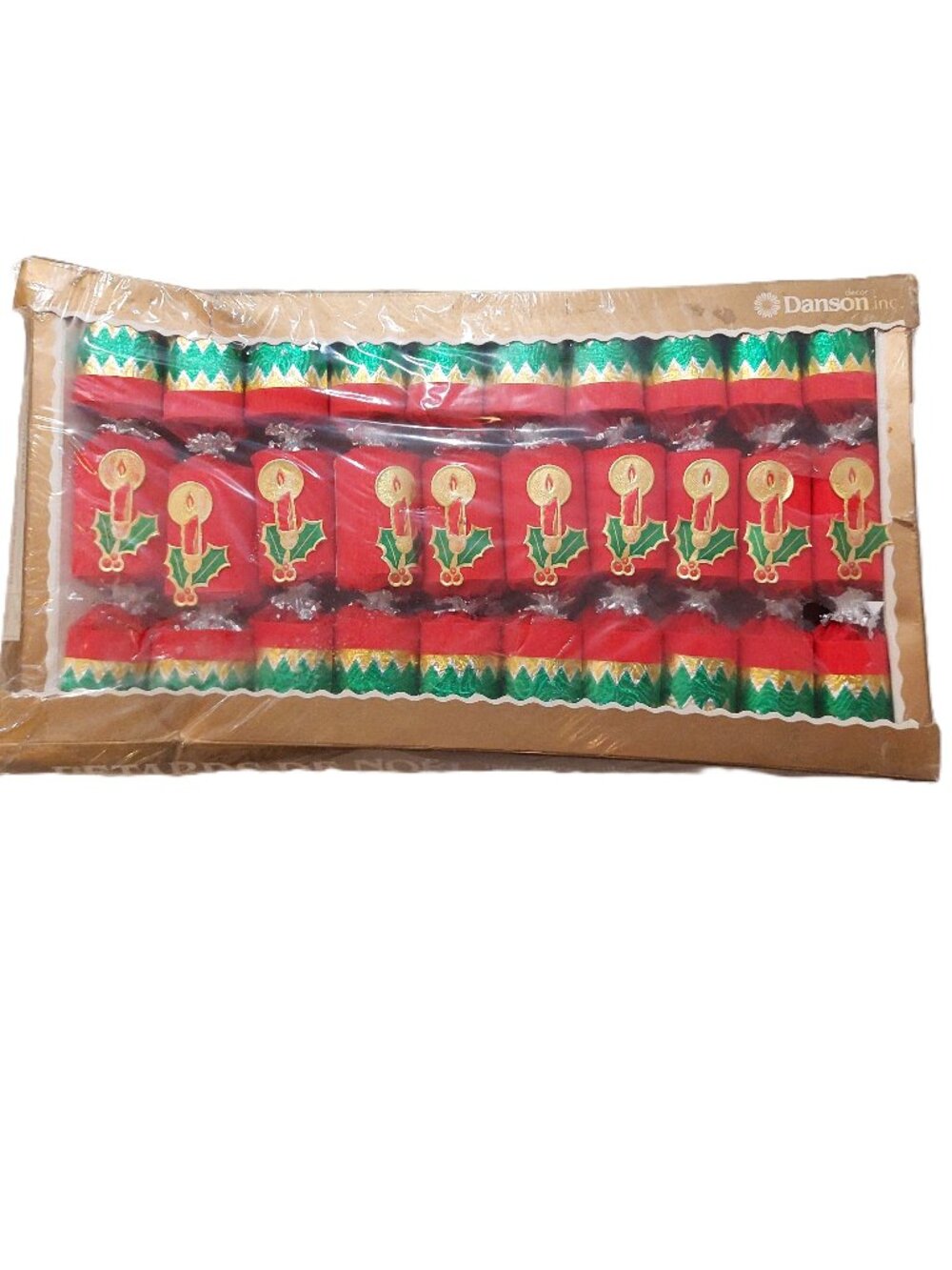Vintage NOS Box of Christmas Crackers Danson England Crepe Paper Novelty Toy